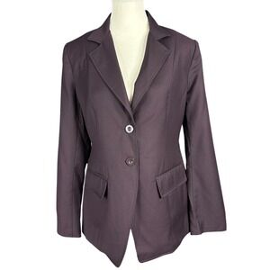 Amelia Womens Eggplant Purple Wool Blend Tailored Blazer Jacket Size 8 NWT